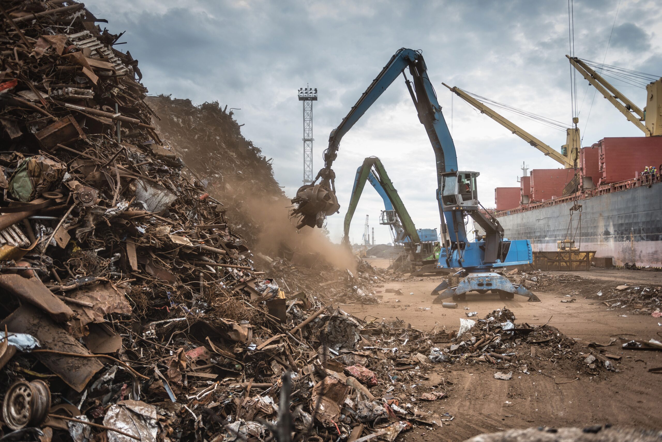 Scrap metal transshipment port.